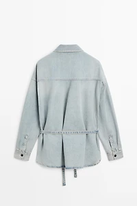 Oversize denim shirt with pocket details