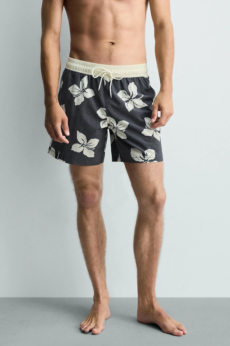 LONG HIBISCUS PRINT SWIMSUIT
