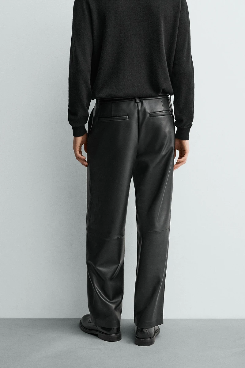 FAUX LEATHER RELAXED FIT PANTS