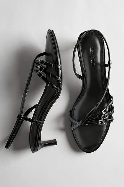 Leather heeled sandals with buckles