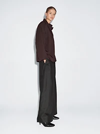 Striped wool blend wide-leg trousers