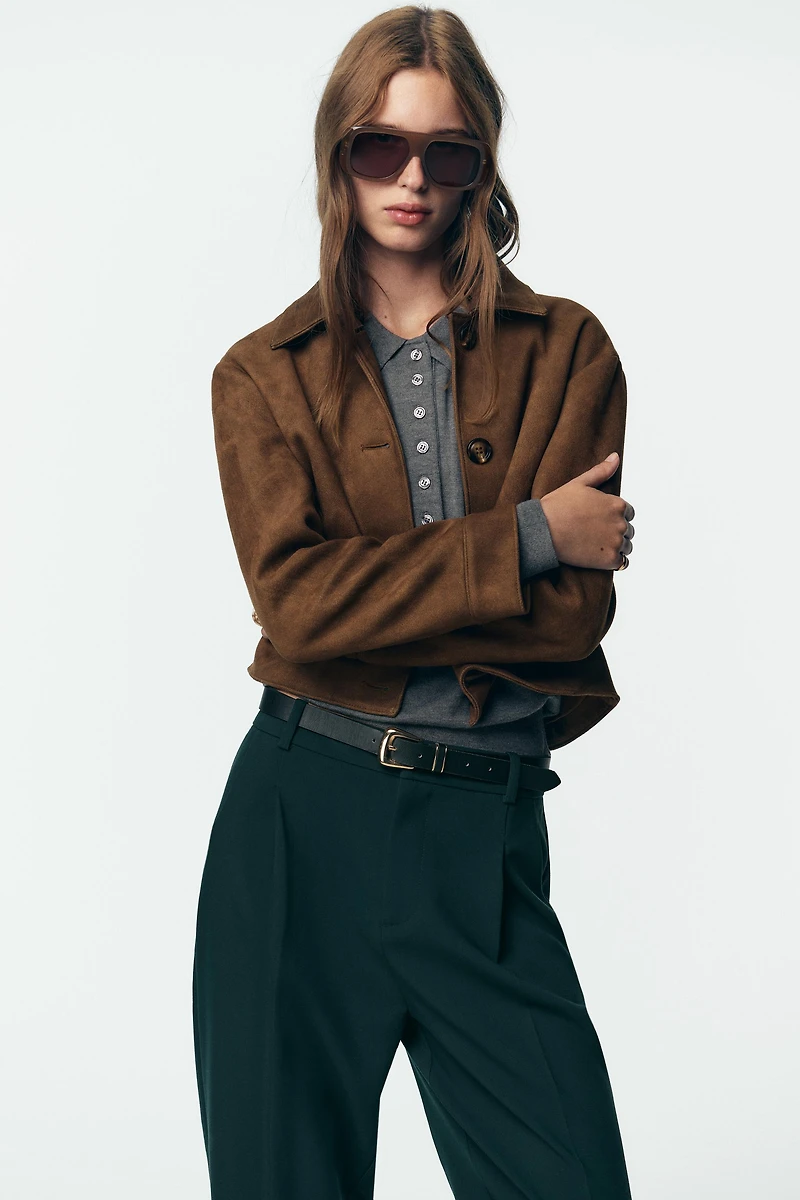 BELTED PLEATED PANTS