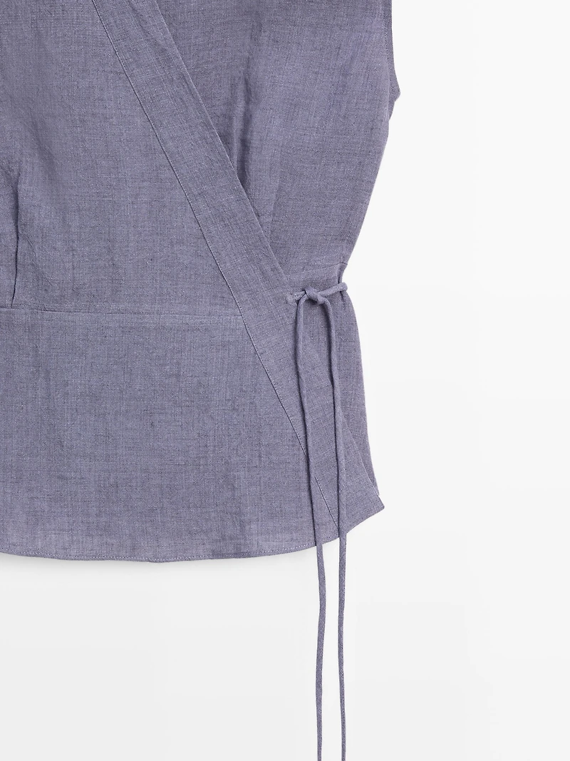 100% linen crossover waistcoat