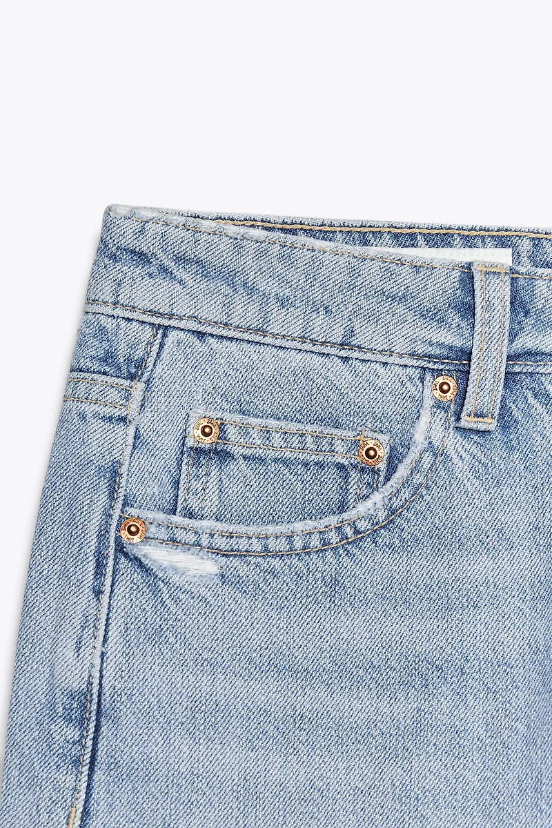SHORT EN JEAN TRF À TAILLE MI-HAUTE