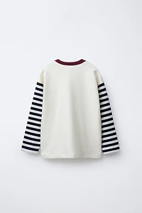 STRUCTURED STRIPED SLEEVE T-SHIRT