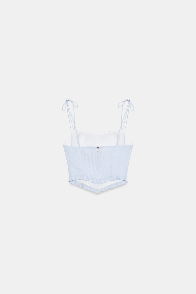 POPLIN CORSET CROP TOP