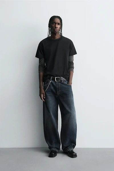 WASHED BALLOON FIT JEANS