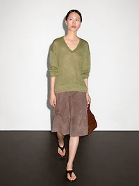 100% linen cutwork sweater