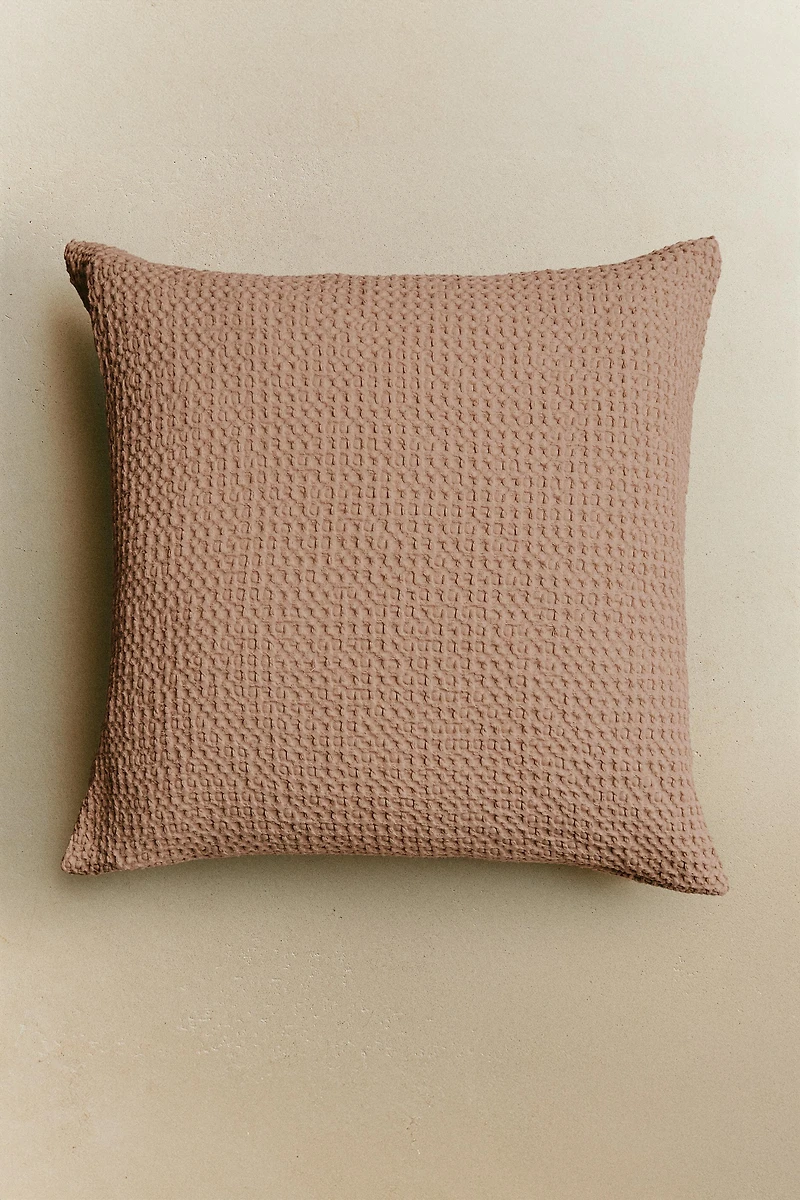 WAFFLE-KNIT THROW PILLOW COVER