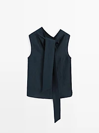 Linen blend halter top