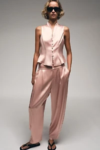 PANTALON SATINÉ À PLIS