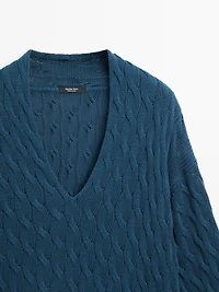 Cotton blend knit sweater with knot details