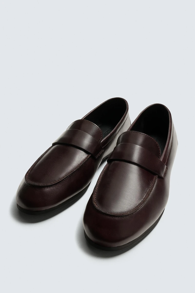 AARON LEVINE X ZARA LEATHER PENNY LOAFERS WITH VIBRAM® SOLE