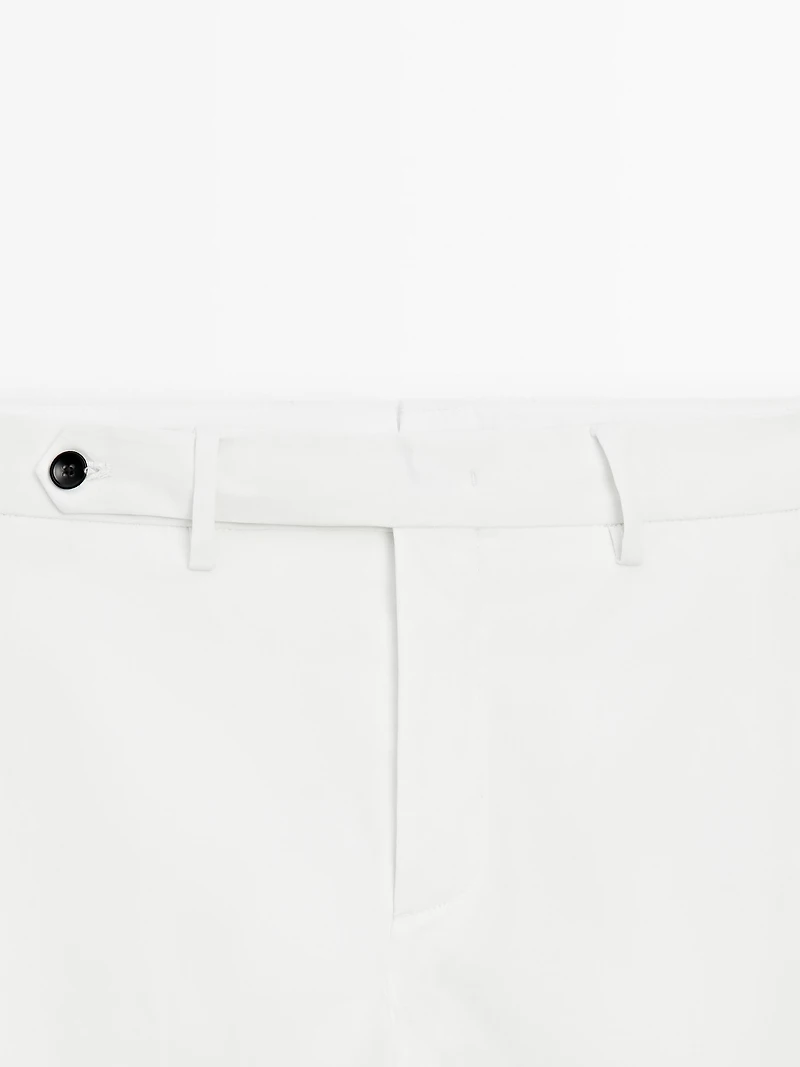 Cotton blend slim fit trousers