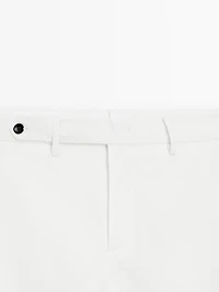 Cotton blend slim fit trousers