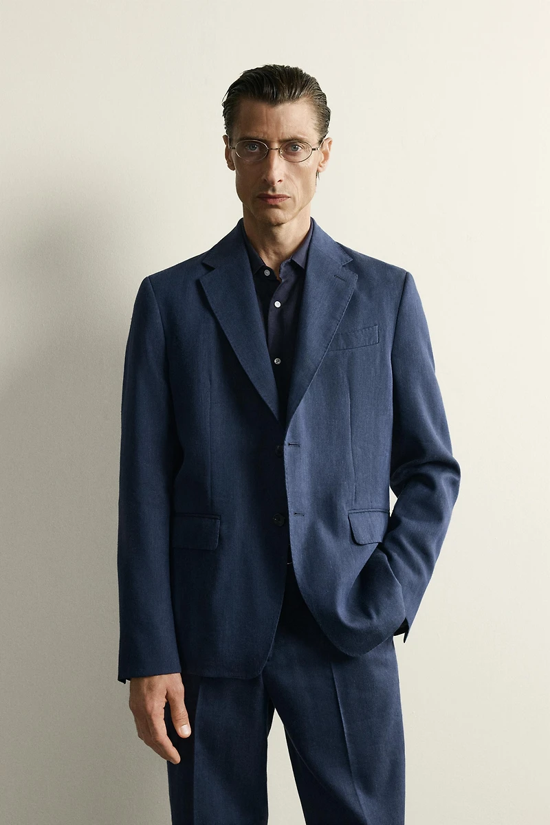 LINEN - WOOL REGULAR FIT SUIT BLAZER