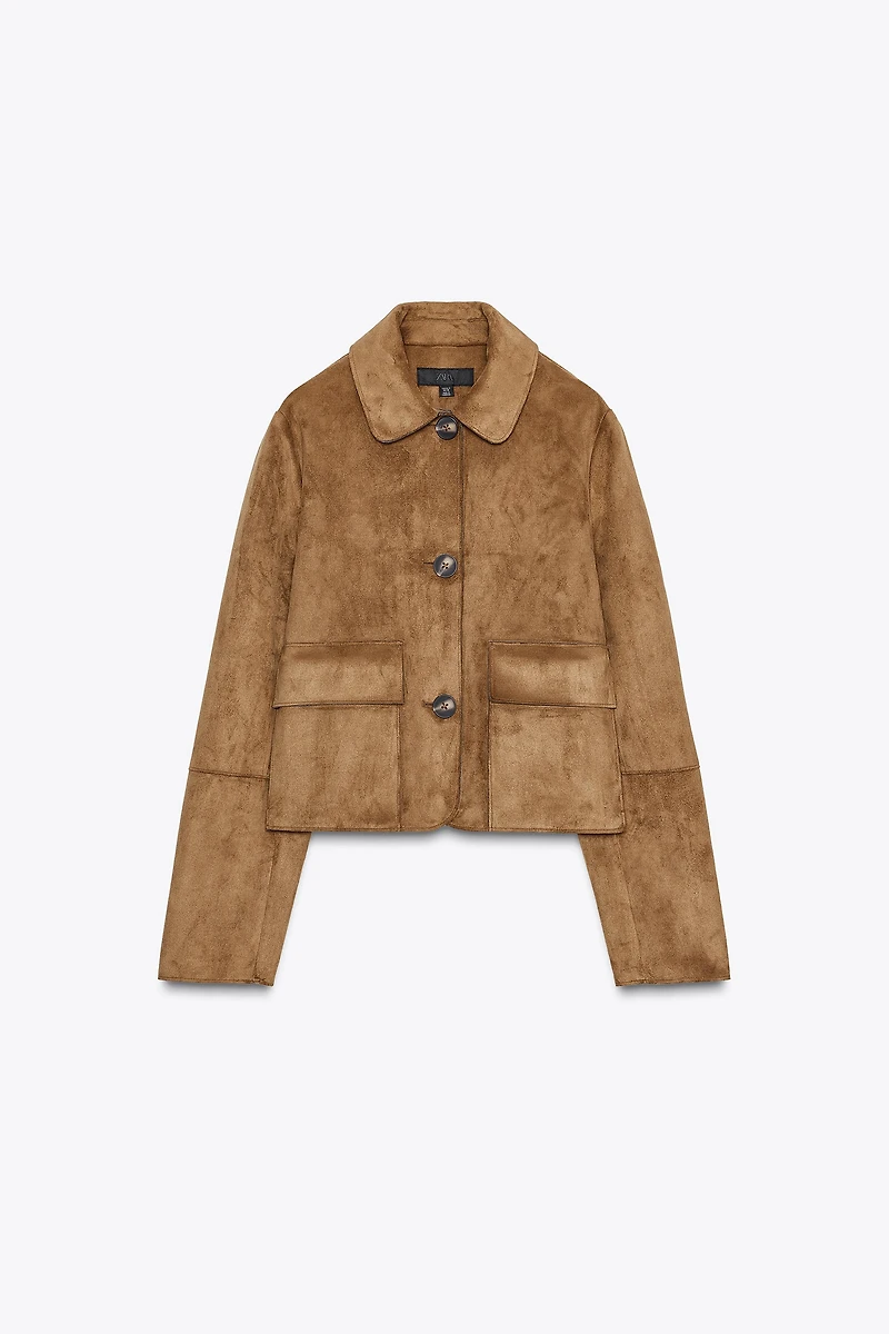 FAUX SUEDE CROPPED JACKET