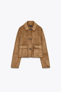FAUX SUEDE CROPPED JACKET