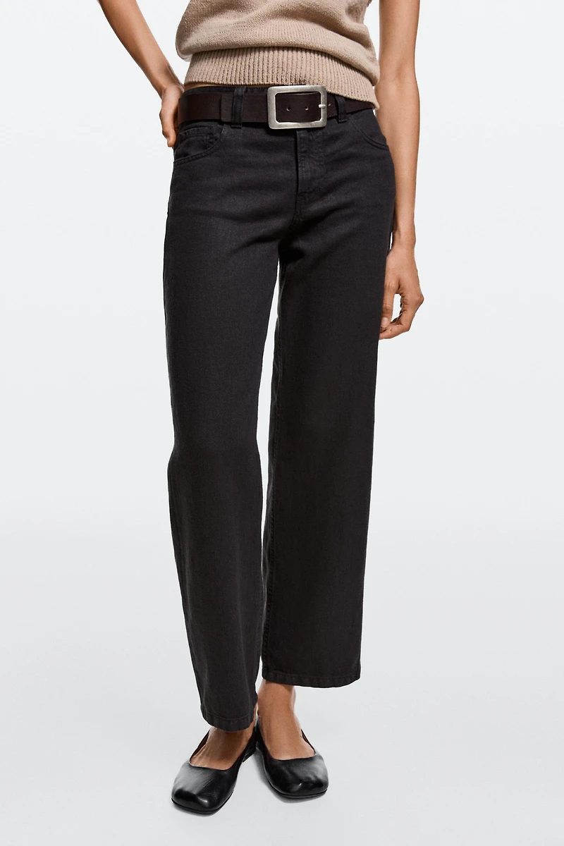 Low-rise cropped straight-leg jeans