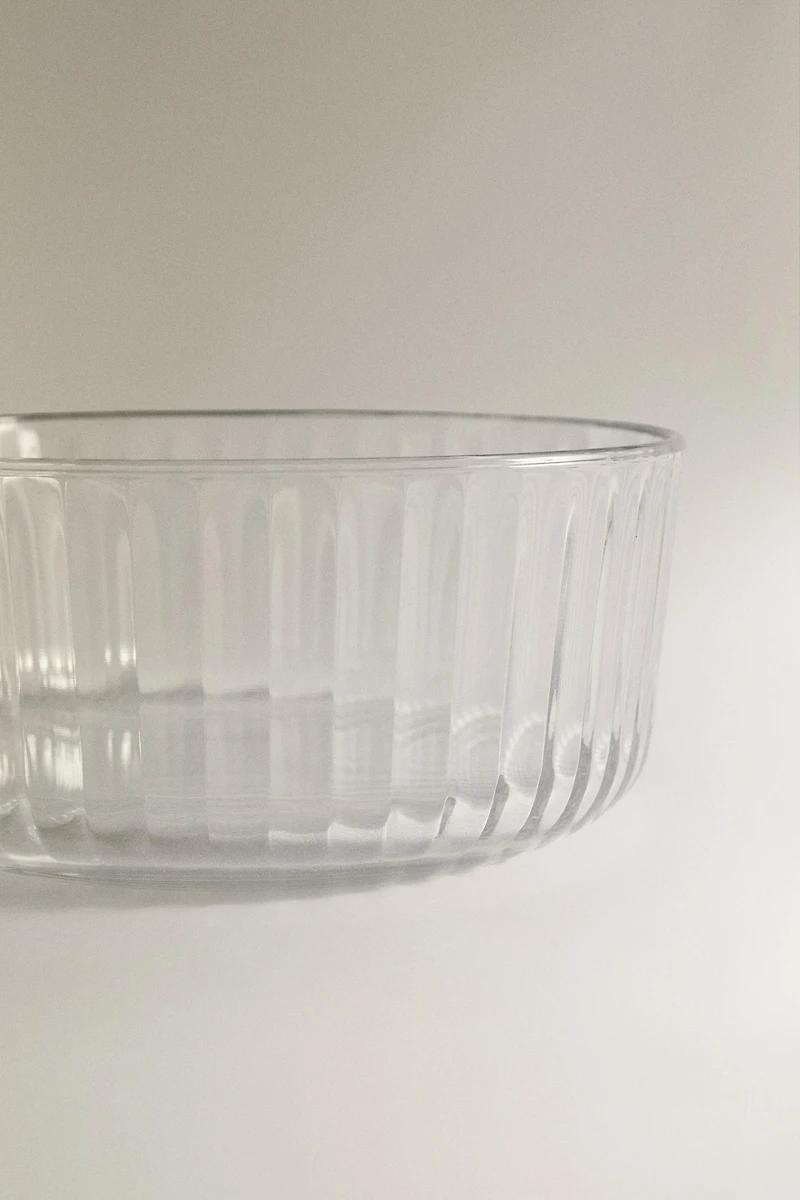 RAISED WAVY DESIGN GLASS BOWL