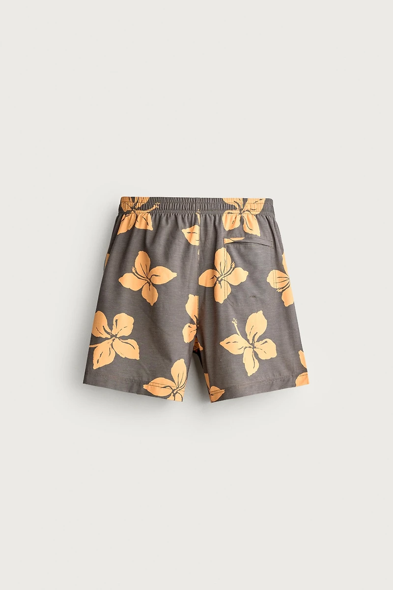 LONG FLORAL PRINT SWIM SHORTS