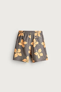 LONG FLORAL PRINT SWIM SHORTS