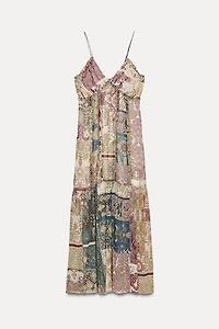 PATCHWORK PRINT MIDI DRESS