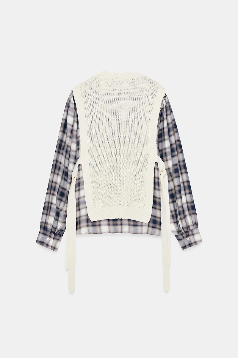 PLAID VEST COMBINATION SHIRT