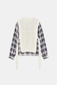PLAID VEST COMBINATION SHIRT