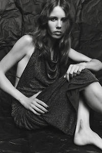 METALLIC THREAD OPEN BACK LONG DRESS