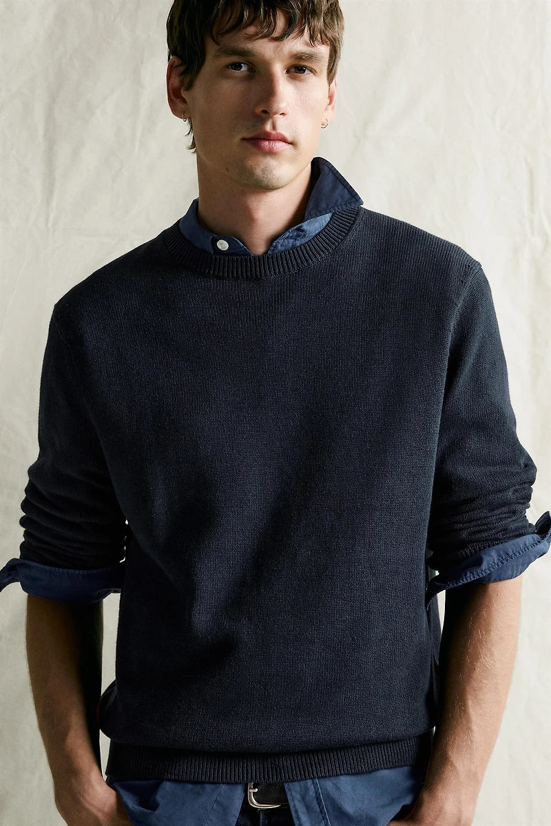 COTTON-LINEN REGULAR FIT SWEATER
