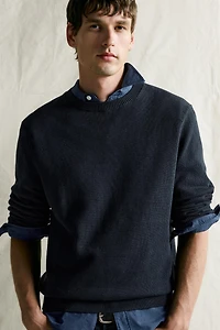 COTTON-LINEN REGULAR FIT SWEATER