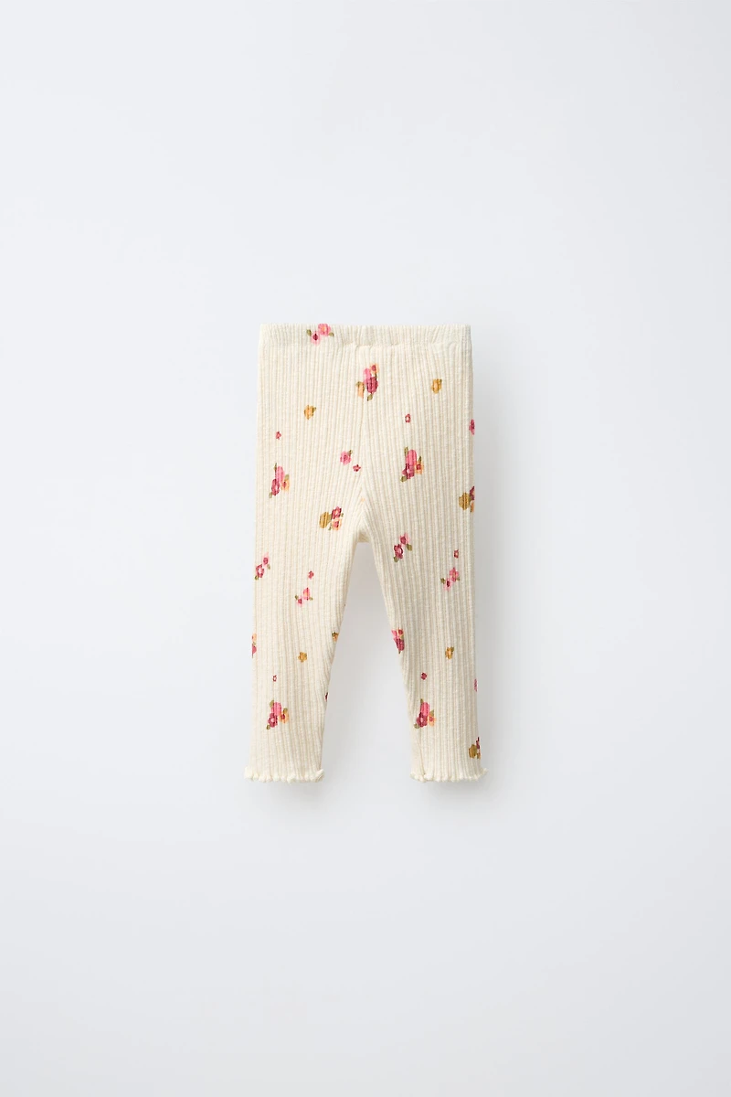FRUIT PRINT RIBBED LEGGINGS