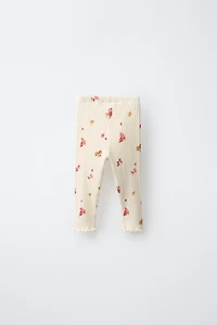 FRUIT PRINT RIBBED LEGGINGS