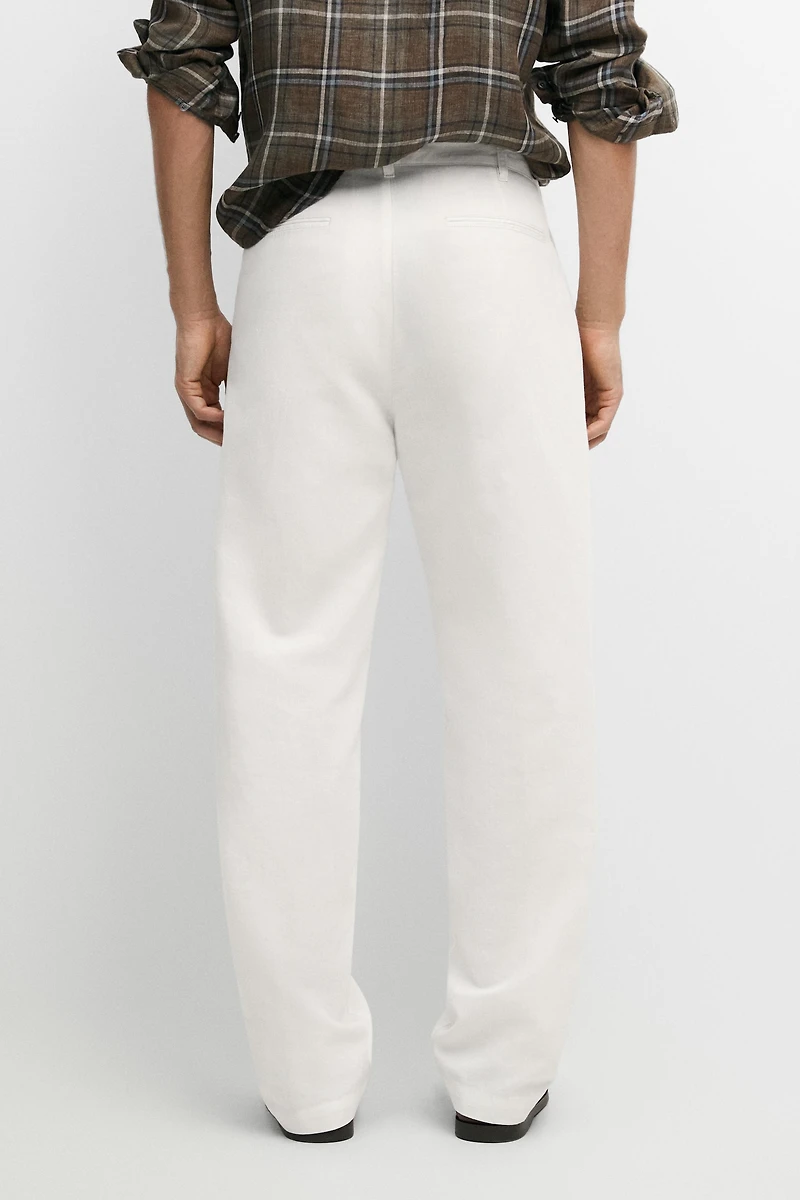 Pantalon straight lin et coton