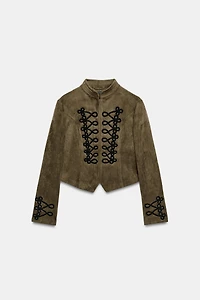 FAUX SUEDE FROG FASTENING JACKET