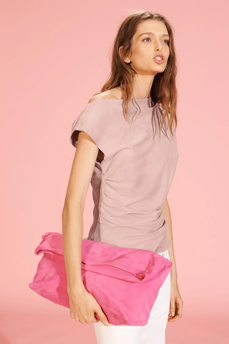 LIMITED EDITION DRAPED SUEDE TOP