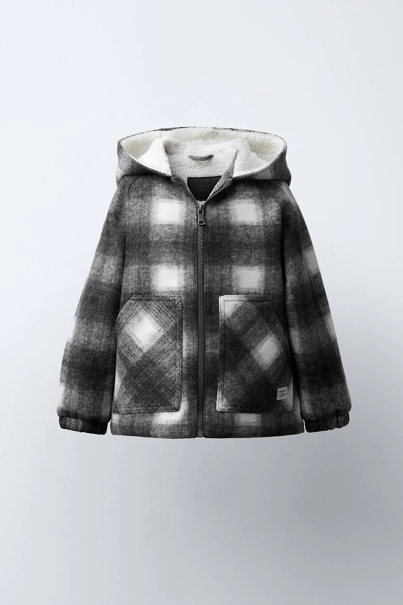 PLAID FLEECE COAT