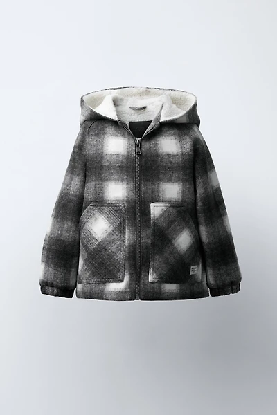 PLAID FLEECE COAT