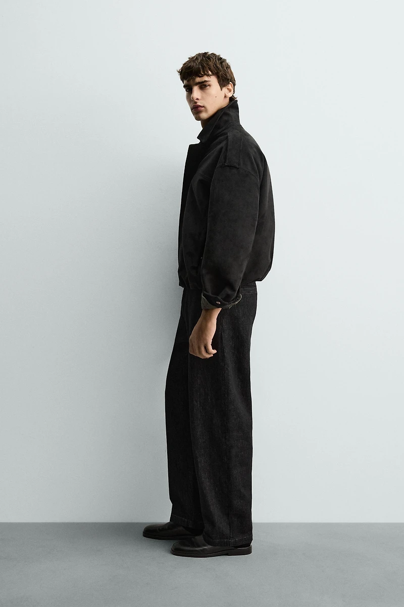 FAUX SUEDE CROPPED FIT JACKET