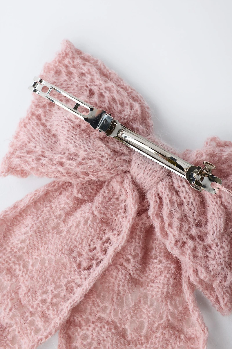 KNIT BOW BARRETTE WITH WOOL AND ALPACA