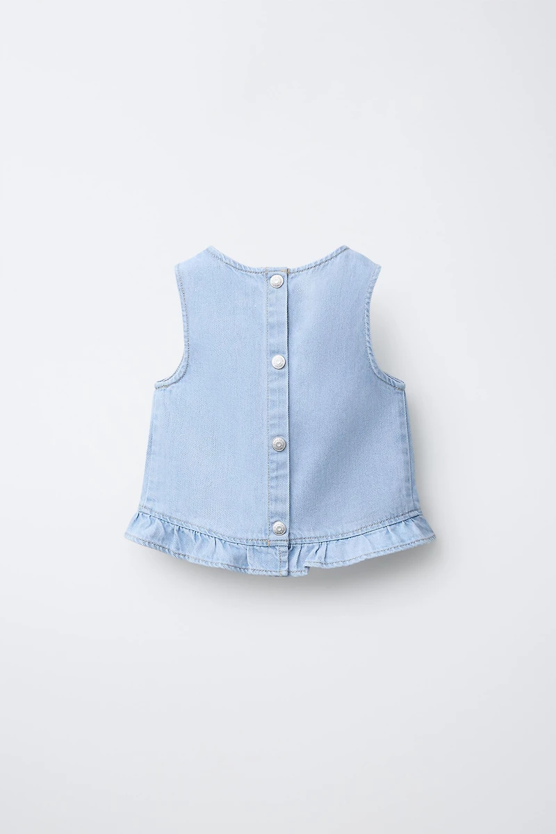 RUFFLED DENIM TOP