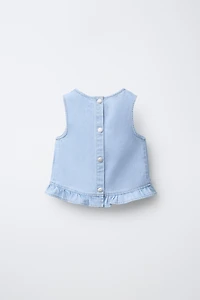 RUFFLED DENIM TOP