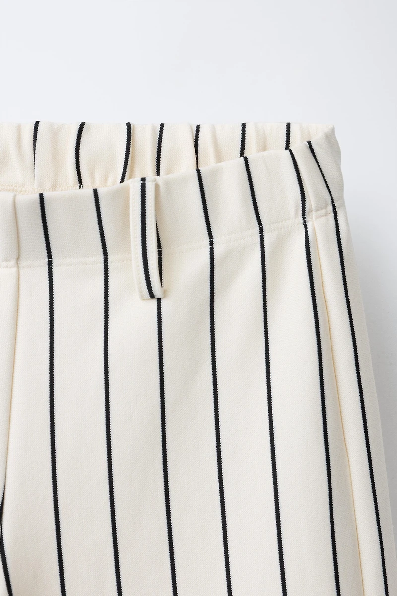 STRIPED PONTE WIDE LEG PANTS