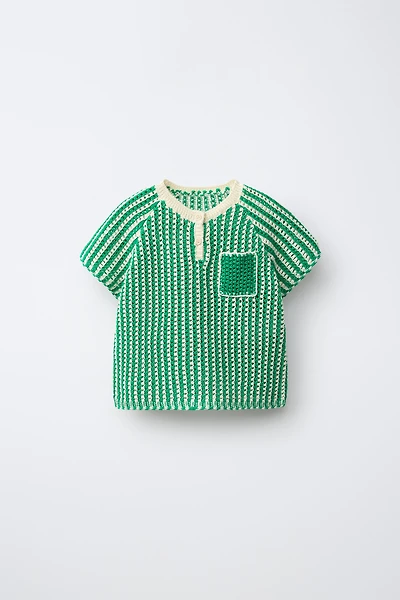 STRIPED KNIT T-SHIRT