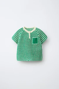 STRIPED KNIT T-SHIRT