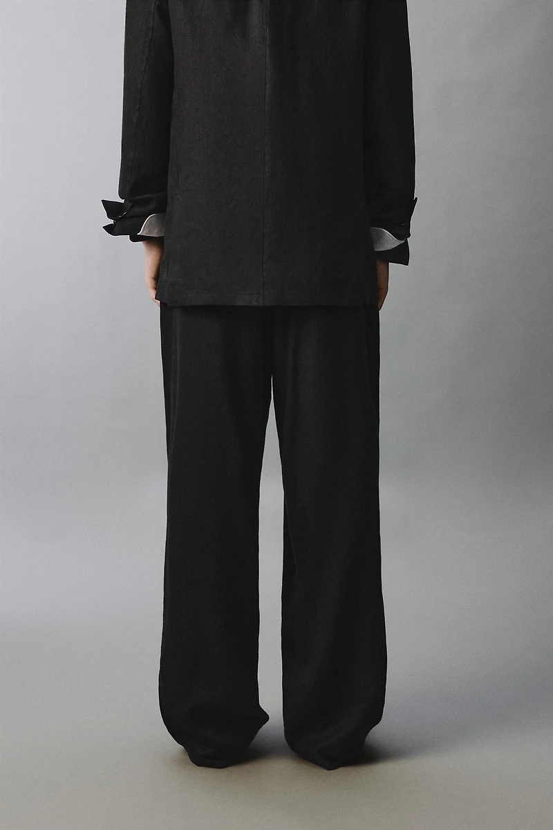 LINEN - LYOCELL PLEATED SUIT PANTS