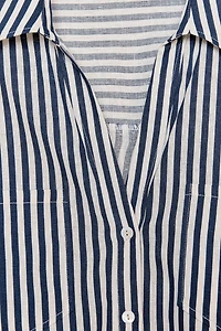 LINEN BLEND CROPPED SHIRT