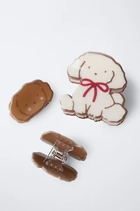 PACK OF THREE DOG HAIR CLIPS