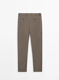 Cotton and linen tapered fit trousers